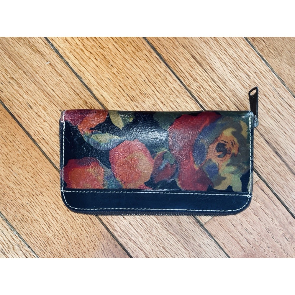 Patricia Nash Multi Floral Leather Double Zip Around Wallet Accordion Purse